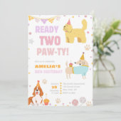 Puppy 2e Verjaardag Klaar Twee Pawty Dog Theme Kaart (Staand voorkant)