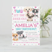 Puppy 2e verjaardag Uitnodiging Twee Laat de Honde (Staand voorkant)