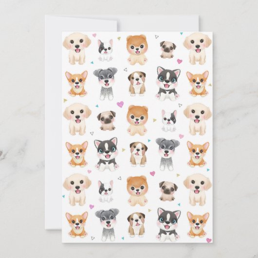 Puppy 2e verjaardag Uitnodiging Twee Laat de Honde (Achterkant)