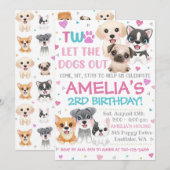 Puppy 2e verjaardag Uitnodiging Twee Laat de Honde (Voorkant / Achterkant)