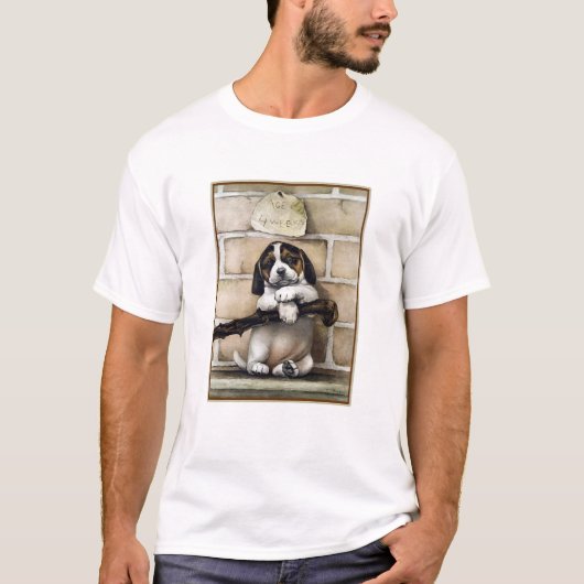"Puppy, 4 weken oud" T-shirt (Voorkant)