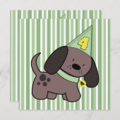 Puppy 4e verjaardag Kinder Limoen Aangepaste uitno Kaart (Voorkant / Achterkant)