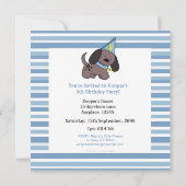 Puppy 5th Birthday Party boys Blue Custom Invite Kaart (Achterkant)