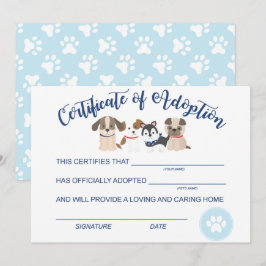Puppy Adoptie Verjaardags Adoptiecertificaat Niet Notitiekaartje