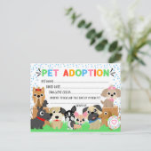 Puppy Adoption Certificate for a Pet Adoption Uitnodiging Briefkaart (Staand voorkant)