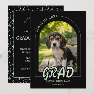 Puppy Afstudeerceremonie met huisdier foto uitnodi Kaart