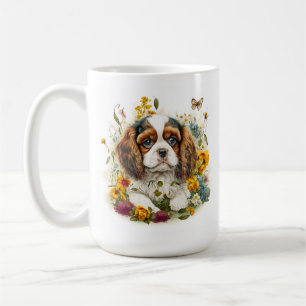 Puppy and Flowers Cavalier King Charles Spaniel #4 Koffiemok