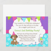 Puppy and Kitten Invitation Girl Birthday Party Kaart (Voorkant / Achterkant)