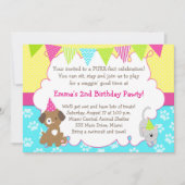 Puppy and Kitten Invitation Girl Birthday Party Kaart (Voorkant)