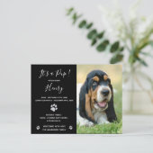 Puppy Announcement Black Elegant Modern Glitter Briefkaart (Staand voorkant)