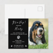 Puppy Announcement Black Elegant Modern Glitter Briefkaart (Voorkant / Achterkant)