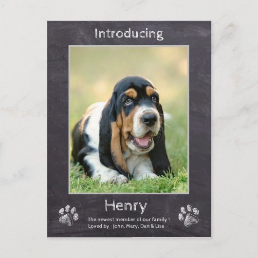 Puppy Announcement - Chalkboard New Puppy Dog Briefkaart (Voorkant)