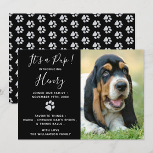 Puppy Annountion - Black Elegant modern nieuw pakk Kaart