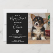 Puppy Annountion - Black Elegant modern nieuw pakk Kaart (Voorkant)