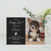 Puppy Annountion - Black Elegant modern nieuw pakk Kaart (Staand voorkant)