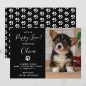 Puppy Annountion - Black Elegant modern nieuw pakk Kaart (Voorkant / Achterkant)