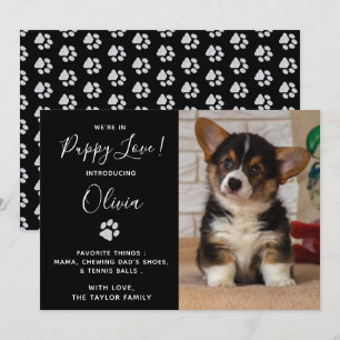 Puppy Annountion - Black Elegant modern nieuw pakk Kaart