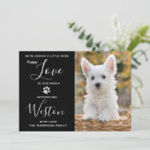 Puppy Annountion - Elegant Black Modern New Pet Kaart (Staand voorkant)