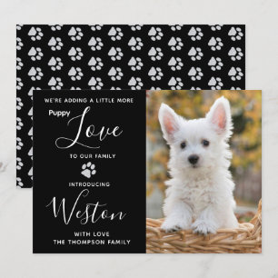 Puppy Annountion - Elegant Black Modern New Pet Kaart