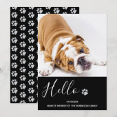 Puppy Annountion - Elegant Black Modern New Pet Kaart (Voorkant / Achterkant)