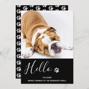 Puppy Annountion - Elegant Black Modern New Pet Kaart