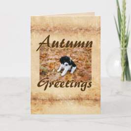 Puppy Autumn Greetings Kaart