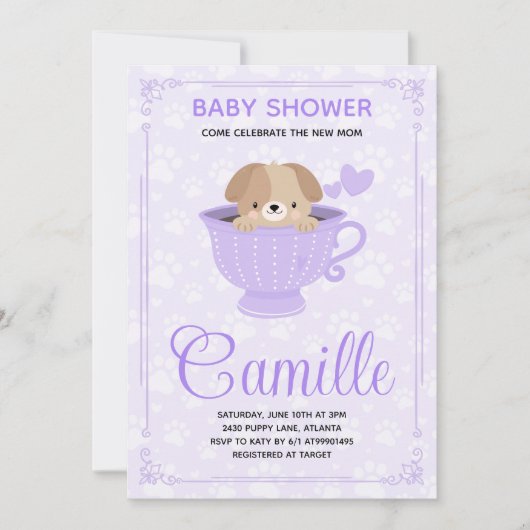 Puppy Baby Shower Invitation  Kaart (Voorkant)
