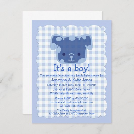 Puppy Baby shower Kaart (Voorkant / Achterkant)