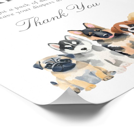 Puppy Baby Shower Luiers Raffle Poster (Hoek)