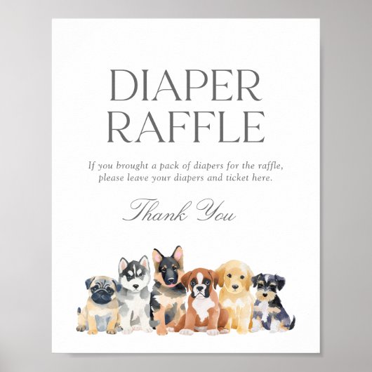 Puppy Baby Shower Luiers Raffle Poster (Voorkant)
