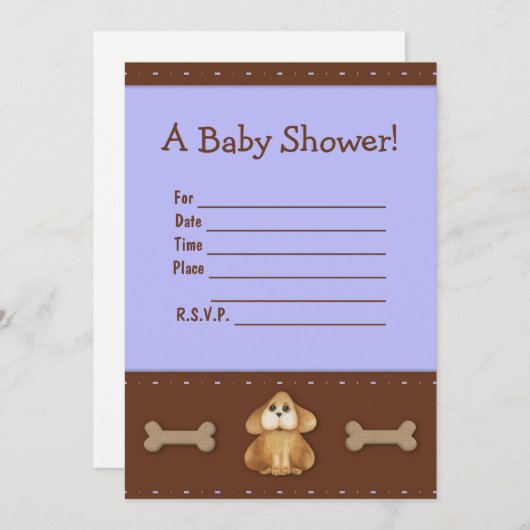 Puppy Baby shower Uitnodiging (Voorkant / Achterkant)