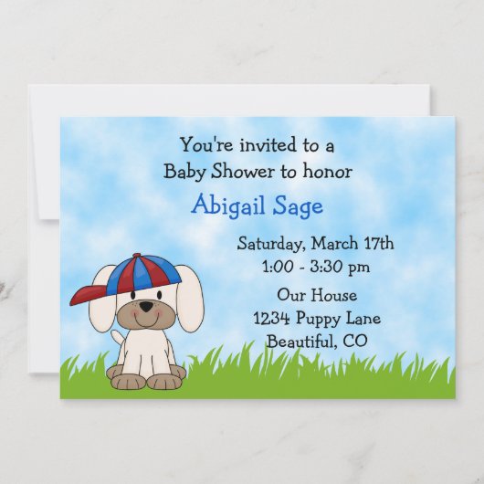 Puppy Baby shower Uitnodiging voor jongens (Voorkant)