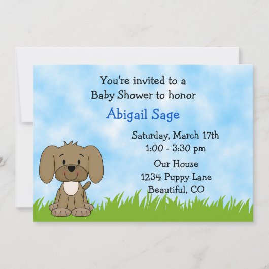 Puppy Baby shower Uitnodiging voor jongens (Voorkant)