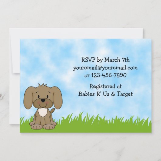 Puppy Baby shower Uitnodiging voor jongens (Achterkant)