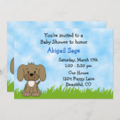 Puppy Baby shower Uitnodiging voor jongens (Voorkant / Achterkant)