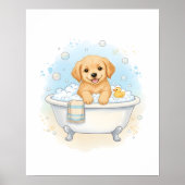 Puppy badtijd leuk kinderbadkamer muurdecoratie poster (Voorkant)