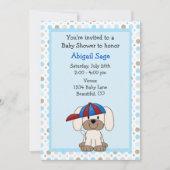 Puppy Baseball Baby shower Uitnodiging voor jongen (Voorkant)