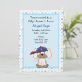 Puppy Baseball Baby shower Uitnodiging voor jongen (Staand voorkant)