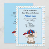 Puppy Baseball Baby shower Uitnodiging voor jongen (Voorkant / Achterkant)