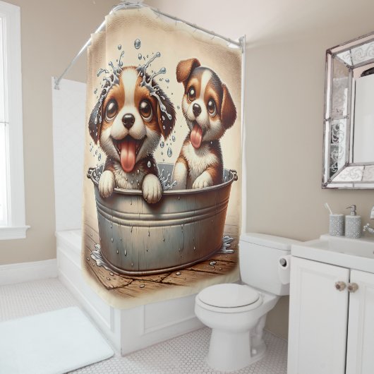 Puppy Bath Time Bliss Douchegordijn (In situ)