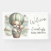 Puppy Bear Adventure Balloon Baby Shower Welcome Spandoek (Horizontaal)