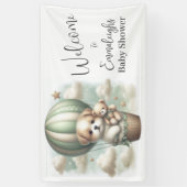 Puppy Bear Adventure Balloon Baby Shower Welcome Spandoek (Verticaal)