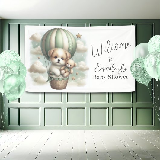 Puppy Bear Adventure Balloon Baby Shower Welcome Spandoek