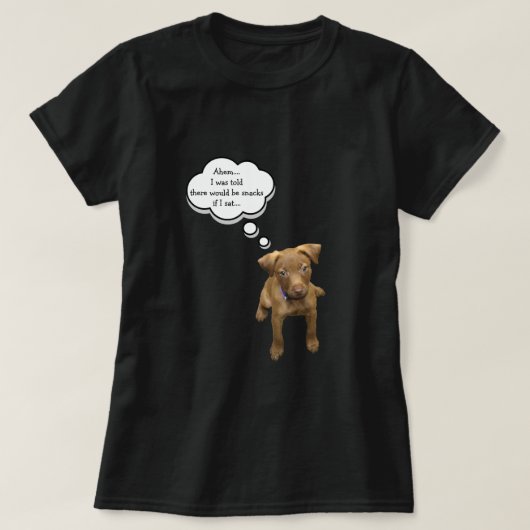 Puppy Begging voor T-shirt met snacks (Design voorkant)