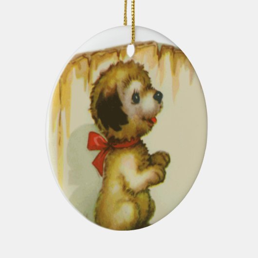 Puppy bij het hek keramisch ornament (Rechts)