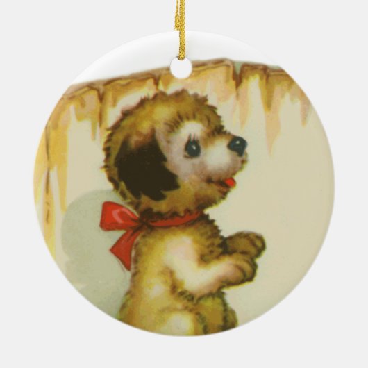 Puppy bij het hek keramisch ornament (Achterkant)