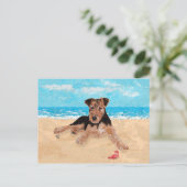Puppy bij het strand briefkaart (Staand voorkant)