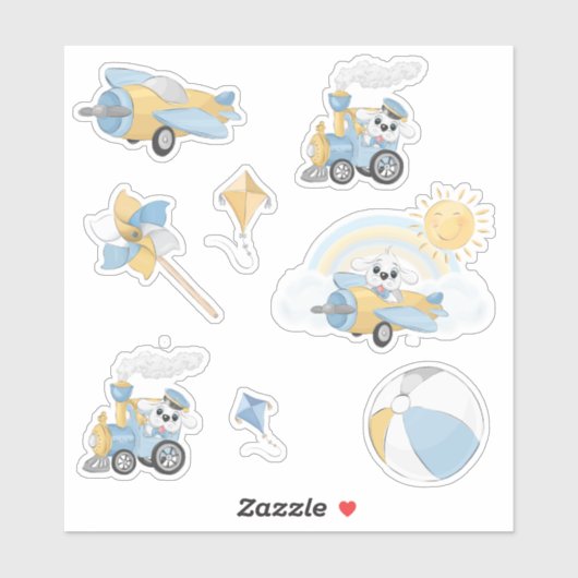 Puppy Birthday Boy Sticker (Vel)