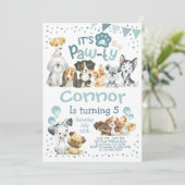 Puppy Birthday Invitation, Dog Birthday Party Kaart (Staand voorkant)