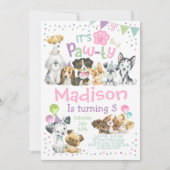Puppy Birthday Invitation, Dog Birthday Party Kaart (Voorkant)